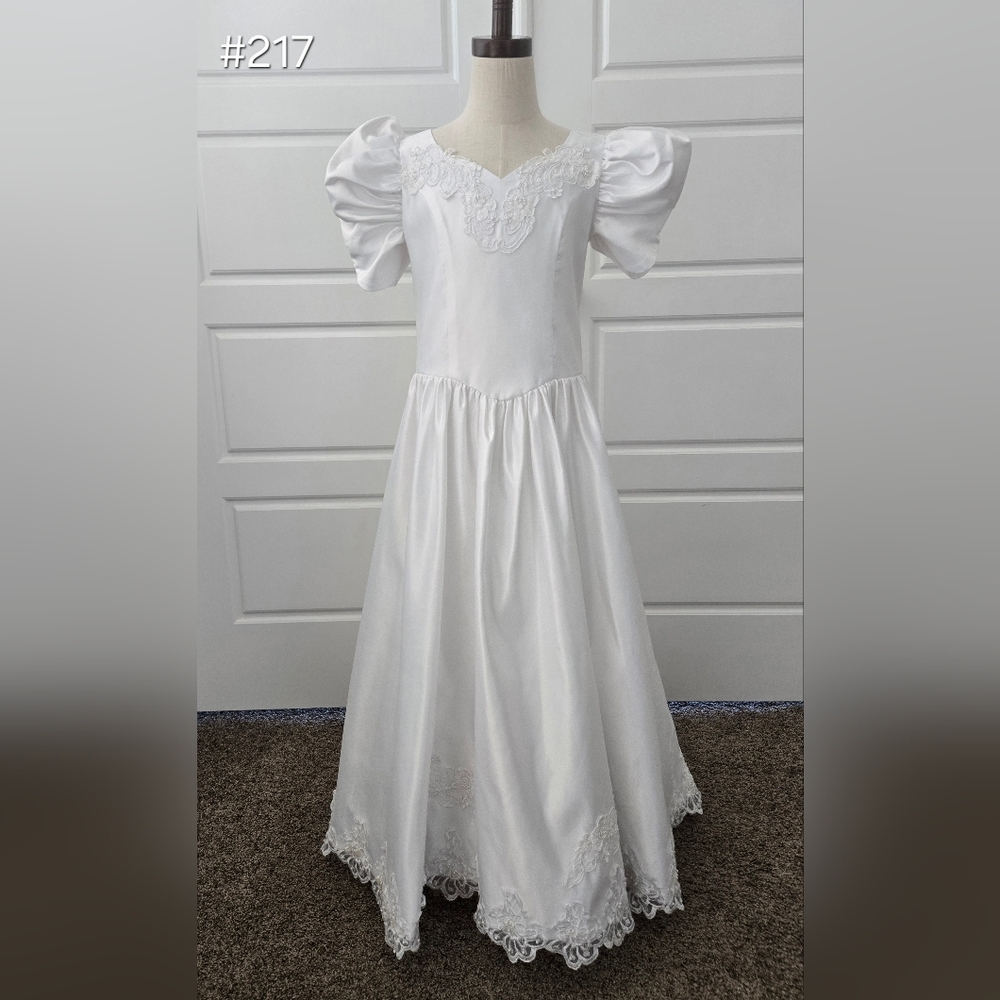 Girls White Satin Wedding Dress Costume